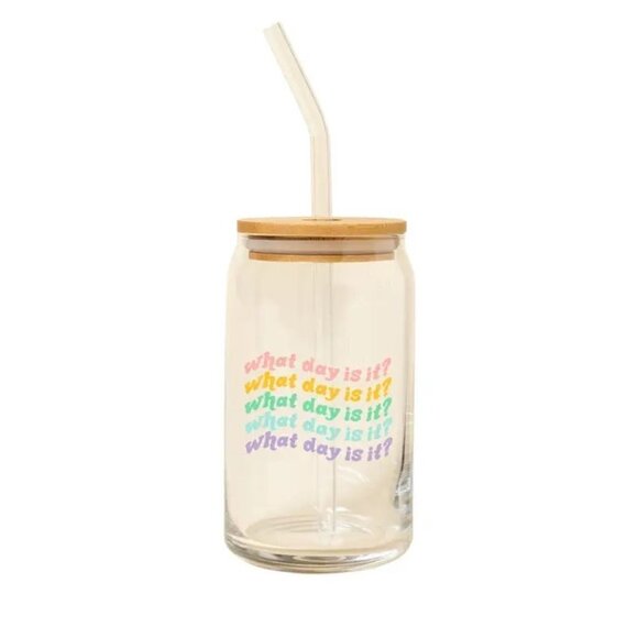 Creative On The Go Glasses with Glass Straw, What Day Is It? - Picture 1 of 4